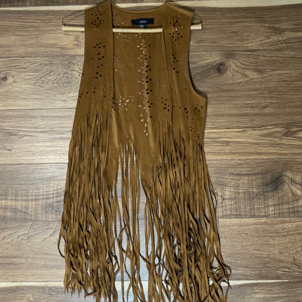 Fringe, faux suede vest